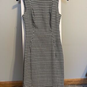Calvin Klein Black and White Square Neck Sheath Dress